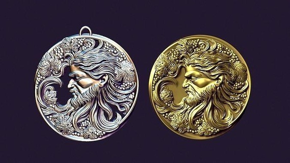 yazdırılabilir model baküs Tanrı şarap yapımı altın mücevher kolye gümüş takı Yunanistan üzüm dedikodu yapraklar 3d print model - Mito3D