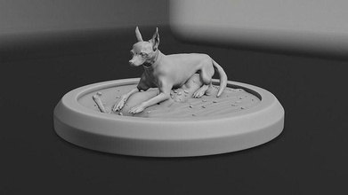 imprimível pinscher estátua animal cão natureza mamífero casa terra terrestre doméstico caçador osso corredor fofa crianças desenho animado criatura vertebrado peludo arte esculturas 3d print model - Mito3D