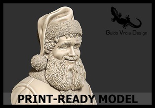 printable santa claus bust christmas marble print ready to accurate detailed clause character human fantasy printing art sculptures 3d print model - Mito3D