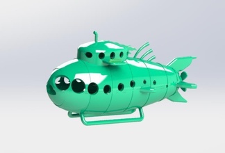 printable submarine aquarium toy water game plastic 3d print kid children sea games toys accessories 3d print model - Mito3D