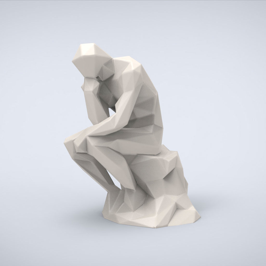 printable thinker lowpoly style miniatures challenge miniature sculpture classic classical traditional statue ancient art sculptures 3D print model - Mito3D