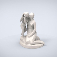 printable venus kissing cupid lowpoly style miniatures challenge miniature sculpture classic classical traditional statue ancient kiss love england figurines art sculptures 3d print model - Mito3D