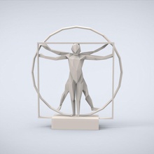 stampabile vitruviano lowpoly stile miniatura scultura classico tradizionale statua antico miniature sfida vinci arte sculture 3d print model - Mito3D
