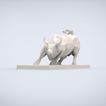 printable wall street bull lowpoly style miniature sculpture classic classical traditional statue ancient miniatures challenge figurines art sculptures 3d print model - Mito3D