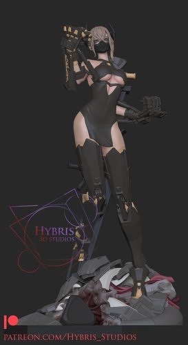 project code red original version 3dprint sculptures 3dmodel printable mecha cyberpunk futuristic female art 3D print model - Mito3D