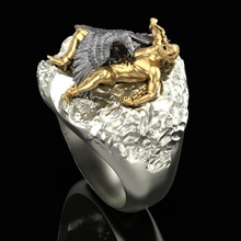 prometeo anillo joyería joya oro libra esterlina moda belleza imprimible plata héroe personaje leyenda grecia mito águila fantasía ficticio criatura anillos 3d print model - Mito3D