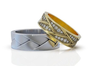 promise rings set wedding band diamond ring women men mens bands gold design white jewelry 3d print model - Mito3D