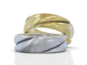 promettere anelli nozze impostato coppia bande gioielleria fidanzamento Opaco squillare argento stampabile moda diamante 3d print model - Mito3D