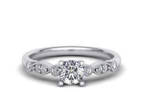 promise vintage milgrain ring 0226 jewelry diamond morganite artdeco engagement cad 3dmodel buy canada usa europe wedding sapphire round cut rings 3d print model - Mito3D