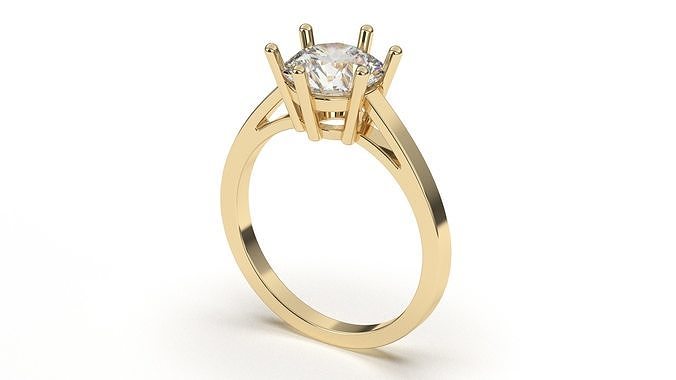 prong configuração solitário diamante noivado anel joalheria imprimível casamento jóias platina gema ouro 3d pron argolas 3D print model - Mito3D