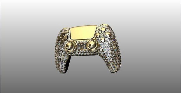 ps5 controller model 3d jewelry luxury gold dualsense ps4 diamond pendant gem console playstation game joyeria dualshock steel silver xbox precious pendants 3d print model - Mito3D