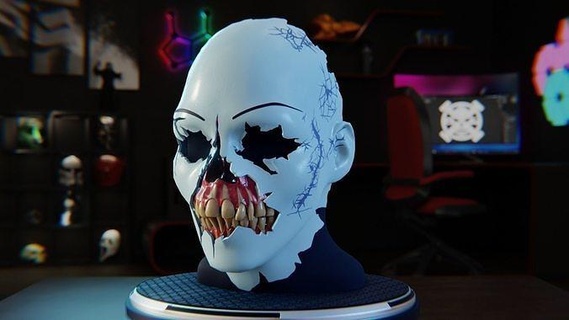 psicopatico maschera alba stl cosplay oggetti scena puntello 3dmodel stampare cranio inverno testa anatomia Giochi giocattoli 3d print model - Mito3D