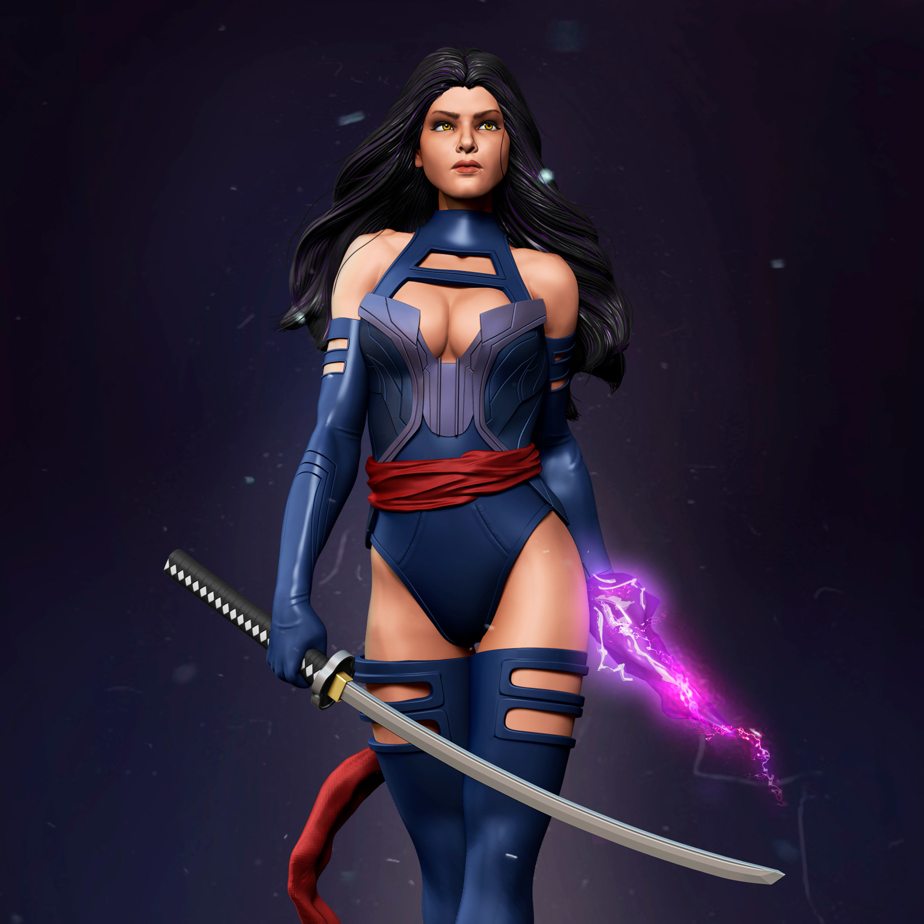 psylocke dc comics person statue wunder xmen weiblich mädchen girlpower 3d frau kunst skulpturen 3D print model - Mito3D