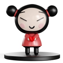 pucca figurine of asian girl holding heart character cute figure woman body garu games toys 3d print model - Mito3D