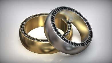 inchado diamante casamento banda anel argolas imprimível noivado joalheria cnc moagem preto platina joias estúdio impressão stl j3ds moda luxo 3d print model - Mito3D