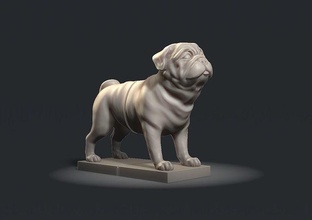 pug book-holder dog breed book holder library puppy decor shelf bookcase books house decoration fantasy fictional creature printable 3d print model - Mito3D