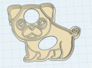 pug cookie cutter christmass sweets cute mops bakery baked cake biscuit sweet food hobby diy 3d print model - Mito3D