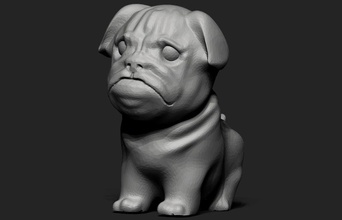 pug dog art mascot pet cute puppy canine dogs other 3d print model - Mito3D