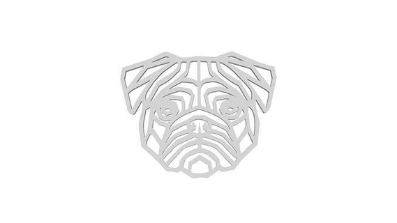 pug dog cutout chain necklace animal nature pendant art decoration doggy pugg 3d print model - Mito3D