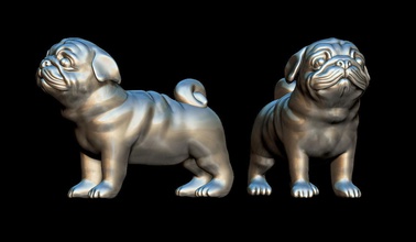 pug dog 3d puppy bulldog printable dogs canine miniature toy pet miniatures figurines rottweiler jewelry pendants preschool silver gold keychain 3d print model - Mito3D