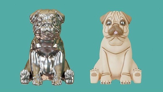 pug sculpture intelligence dog art bulldog sweeties decotetion blender printer 3d service sculptures 3d print model - Mito3D