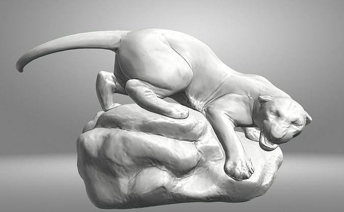 puma sculpture panther nature mammal animal pet statuette statue souvenir present print model sculptures printable jungle wild cat zoo art 3D print model - Mito3D