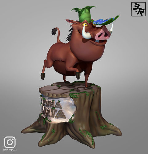 pumba leão rei disney desenho animado animal estátua 3dprint timon simba hakuna matata miniaturas figura ação arte esculturas jogos brinquedos 3D print model - Mito3D