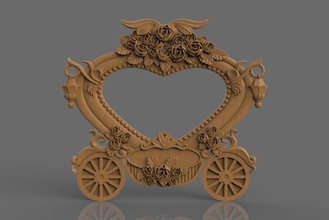 pumpkin carriage photo frame coach wedding cart hack fiacre clarence stl mirror cnc carving carved gift souvenirs gifts house decor 3d print model - Mito3D