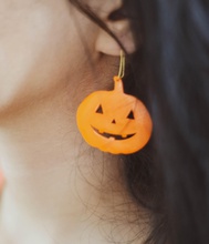 citrouille boucles d'oreilles boucle d'oreille orange bijoux halloween art stl obj cura gcode bijou déco 3d print model - Mito3D