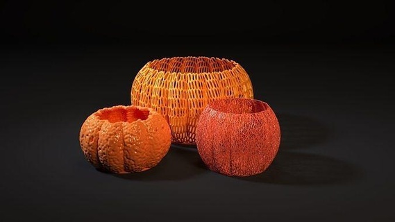 abóbora vasos vaso Voronoi decorativo Bruxas decoração arte geométrico conjunto 3d print model - Mito3D