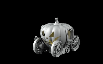 pumpkin wagon tale carriage cinderella princesses angry magic lamp decor house halloween horror sculpt vintage fairy big supportless 3d print model - Mito3D