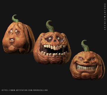 pumpkins halloween pumpkin decorative printing horror art sculptures terror compartment 3d print model - Mito3D