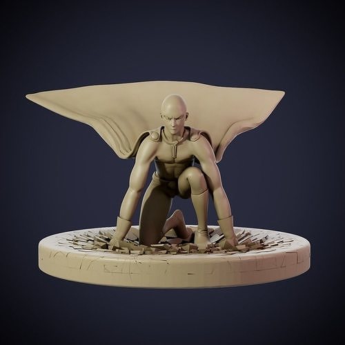 1 soco homem aterrissagem saitama anime manga netflix figura impressão estátua escultura imprimível japão herói super heroi arte esculturas miniaturas estatuetas 3D print model - Mito3D