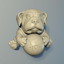 perrito pelota escultura juguete perro amor decorativo souvenirs regalo buldog animal arte figura mascota figurilla juegos juguetes 3d print model - Mito3D