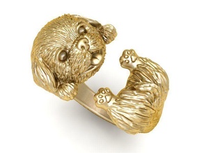 puppy gold ring 24 jewelry fashion accessories diamond man men woman women unisex design rings 3d print model - Mito3D