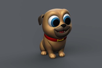 perrito doguillo juguete lindo arte figura perro dibujos animados disney amigos marrón pequeña juegos juguetes 3d print model - Mito3D