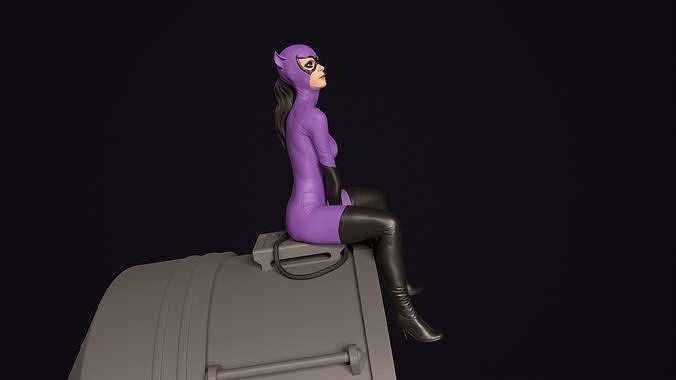 purple catwoman sitting dc batman female purplecatwoman joker woman print batsignal human superhero comic games toys 3D print model - Mito3D