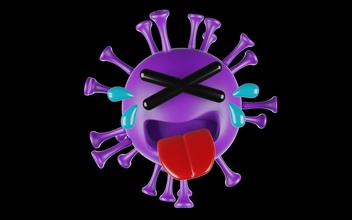 púrpura COVID 19 modelo doloroso cara ilustración Arte salud Ciencias cuidado 3d biología 3d print model - Mito3D
