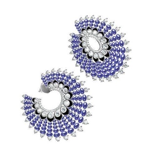purple sapphire pearl stud earring diamond jewelry jewel gem gold silver platinum printable 3d cad design customize sith omega earrings 3d print model - Mito3D