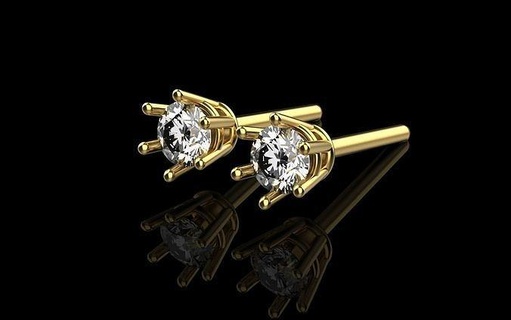 puset 3d model two diamond stud earrings gold gold jewelry silver rendering diamond ring gary 3d puset 3d model earrings  3d print model - Mito3D