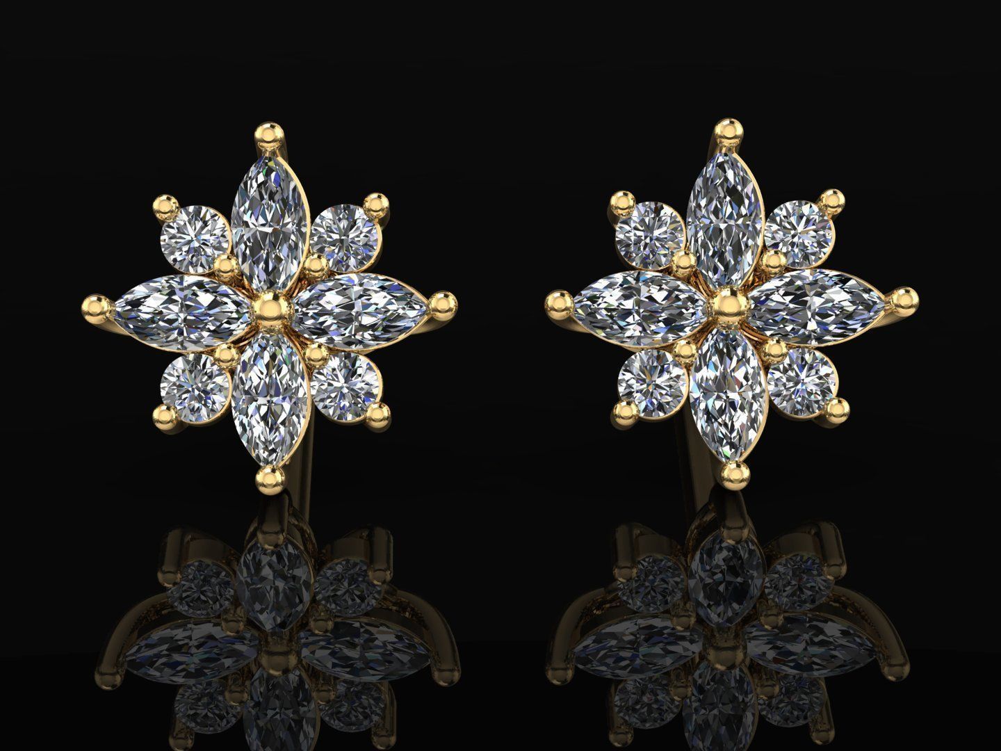 pusets diamantes puset platina luxo joalheria pingente brilhante imprimível prata moda beleza acessório ouro impressora 3d 3djewelry jóias brincos 3D print model - Mito3D