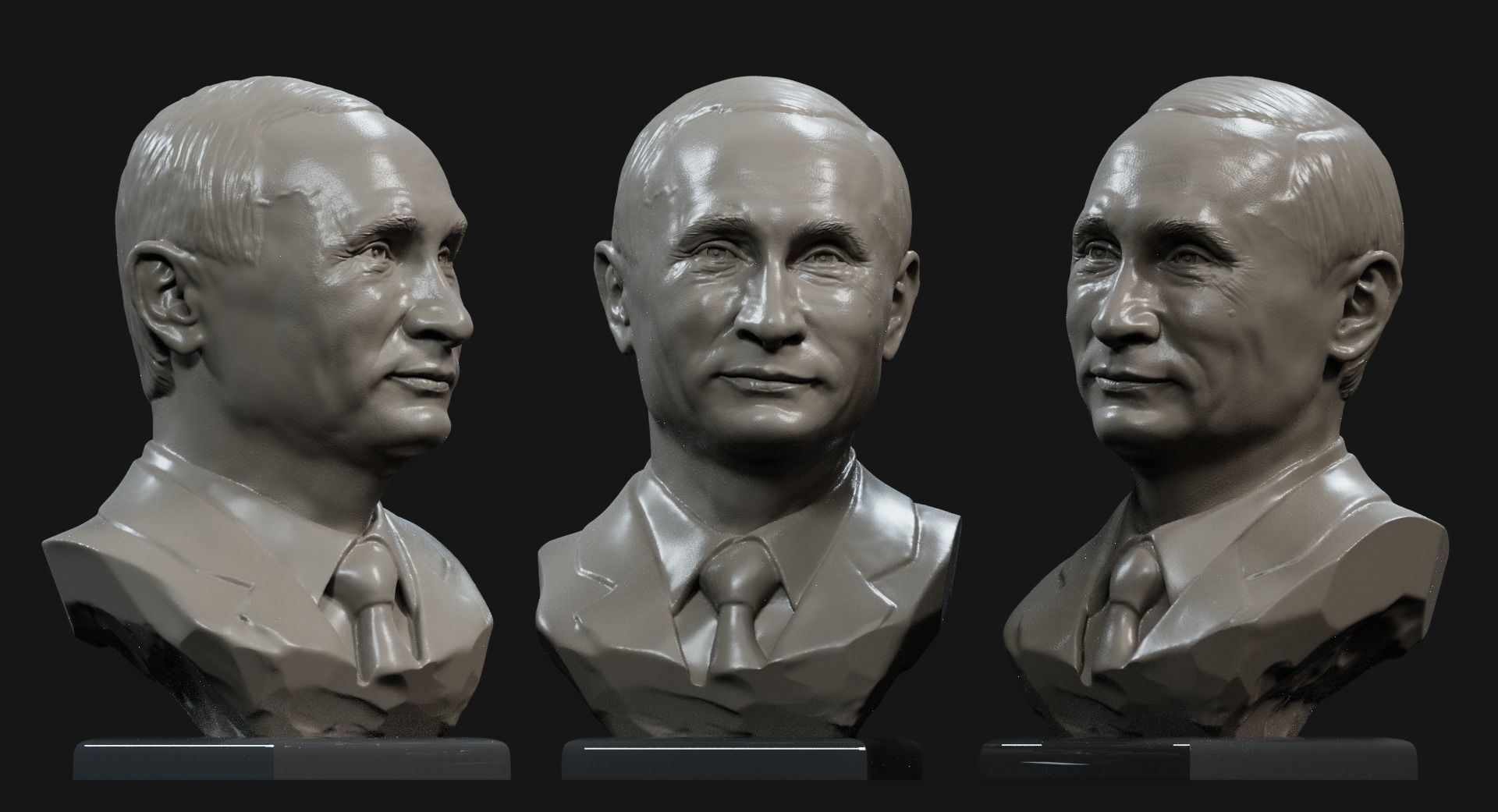 poutine 2 président russie buste statue sculpter sculpture portrait masculin personnage humain homme statuette art sculptures 3D print model - Mito3D