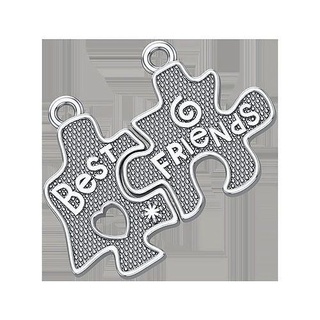 puzzle pendant best friends jewelry silver gold sterling double pendants 3d print model - Mito3D