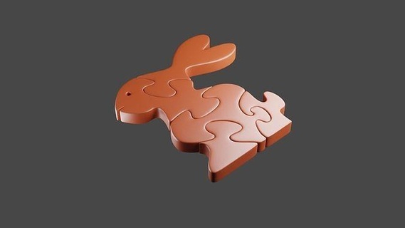 puzzle rabbit shape symbol design toy games game jigsaw 3dprintable blender 3dartistsandeep toys 3dmodel 3d print model - Mito3D
