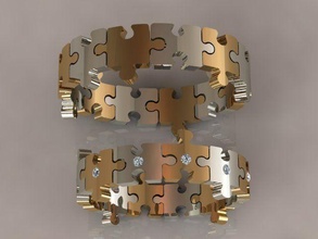 puzzle ensemble bague or bijoux argent imprimable diamant bijou gemme mode Collier brillant pendentif beauté anneaux 3d print model - Mito3D