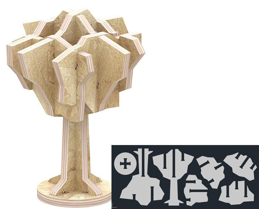 puzzle albero cnc router tagliare dxf dwg osb compensato ecologico piani vettore vettori legna legno freddo taglio Accessori passatempo Fai 3D print model - Mito3D