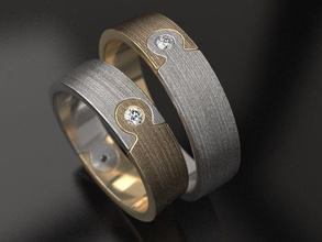 puzzle wedding rings - original jewelry coincidence fate miracle rock band bands design simple laconic light halves 3d print model - Mito3D