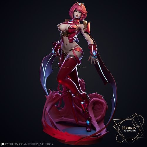 Pyra Xenoblade Chroniken kommerziell Paket Anime 3dmodel 3dprint Schwert Fantasie Charakter Rollenspiel Spiele Kunst Skulpturen 3D print model - Mito3D