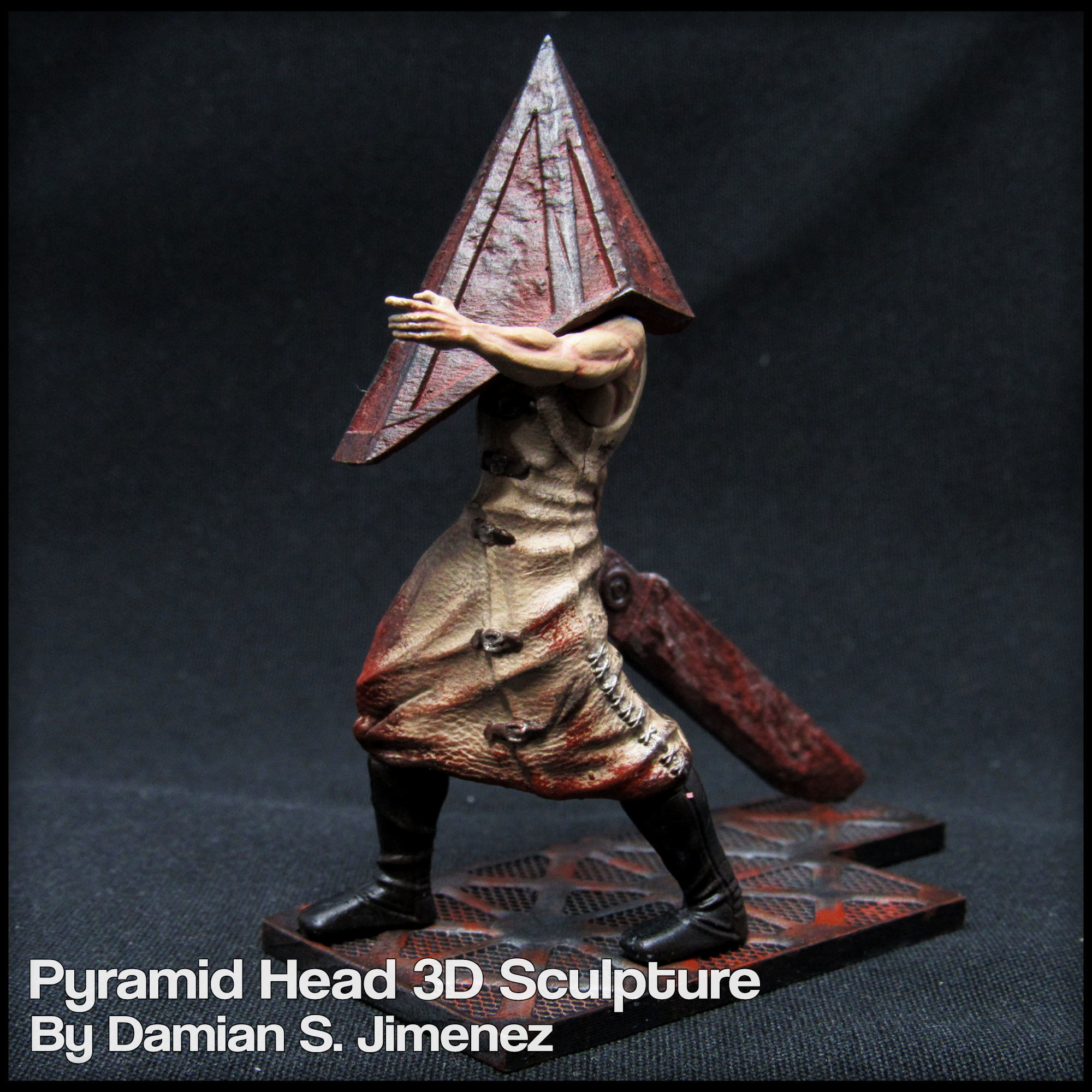 pirámide cabeza silencio colina personaje escultura silenciosa videojuego horror terror juegos colinas silenciosas estación ventilador arte esculturas 3D print model - Mito3D