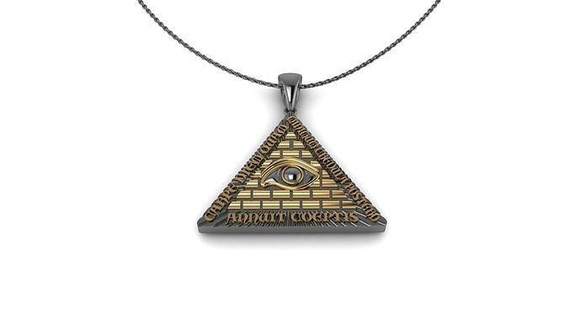 pyramide pendentif yeux illuminati éclairer architectural lumière architecture œil mystère diamant or beau bijoux lampe éclairage sculpture statue pendentifs 3d print model - Mito3D